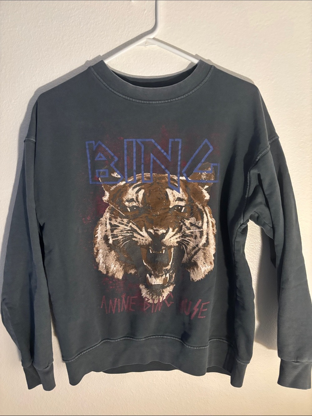 ANINE BING Tiger Crew Sweatshirt Small S